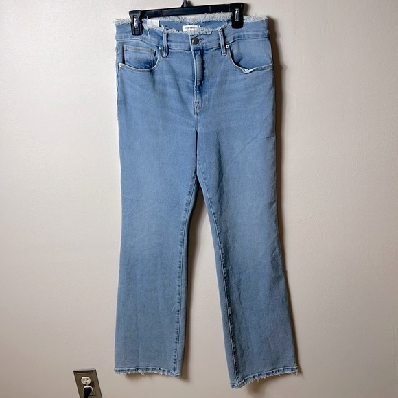 NWT Good American Good straight frayed waistband hem jeans - Picture 2 of 11